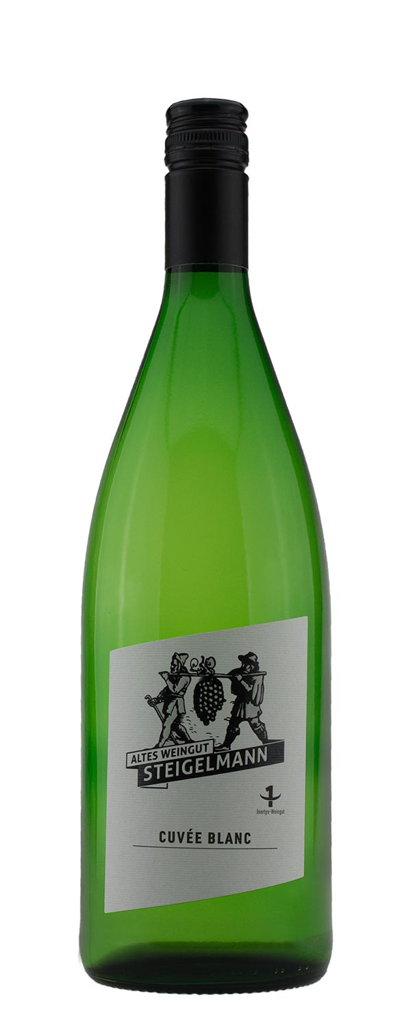 Flasche Cuvee Blanc vom Weingut Steigelmann aus Mussbach